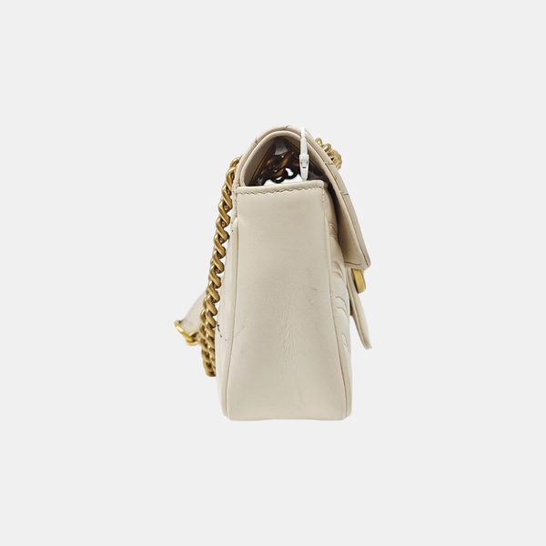 GG Marmont Small Quilted Calfskin White