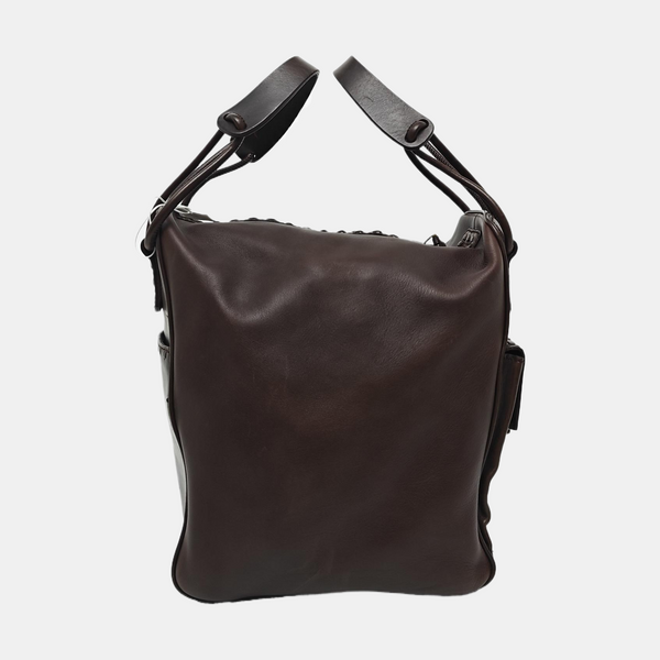 Calfskin Top Handle Bag Brown