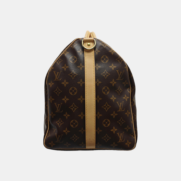 KEEPALL 55 Monogram Coated Canvas Brown