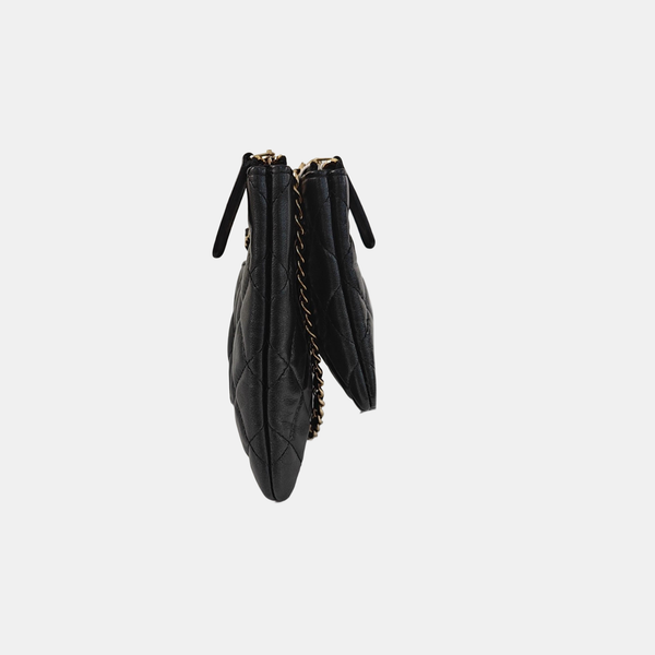 Quilted Lambskin Shoulder Bag Black