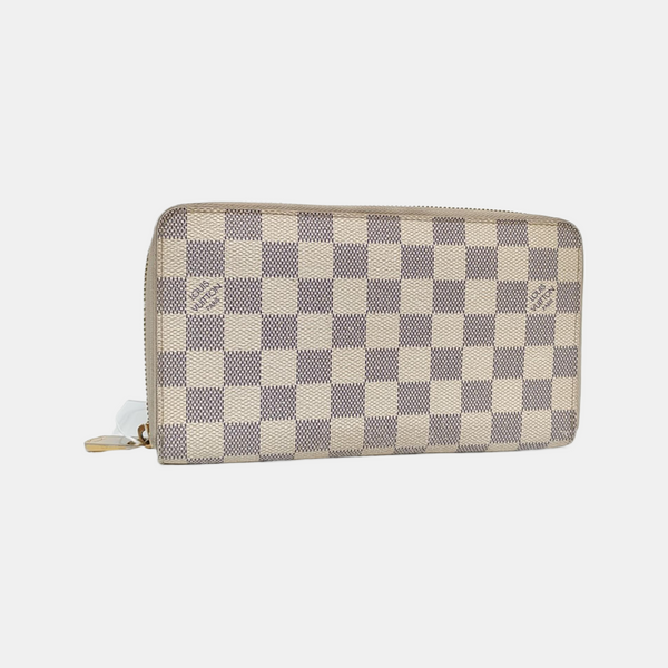 ZIPPY Damier Azur Coated Canvas White Wallet