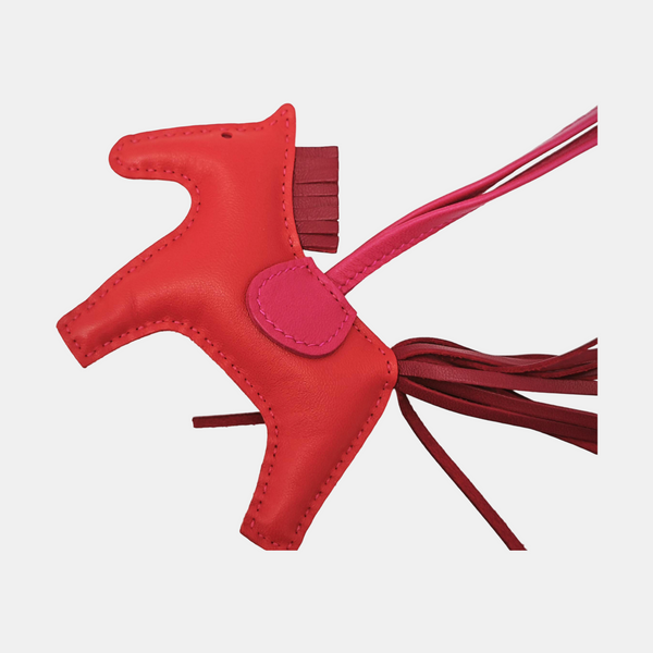 Leather Bag Charm Red