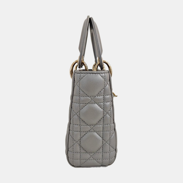 Lady Dior Mini Cannage Lambskin Silver