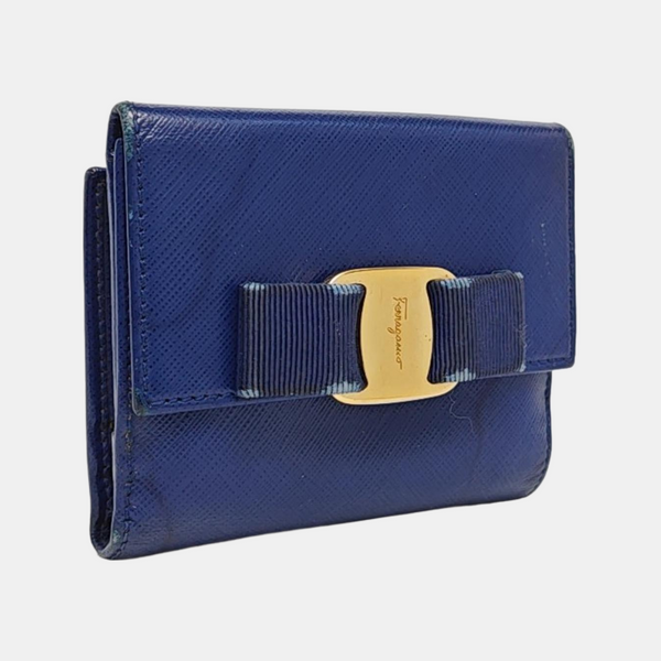 Billetera azul de piel de ternera Vara
