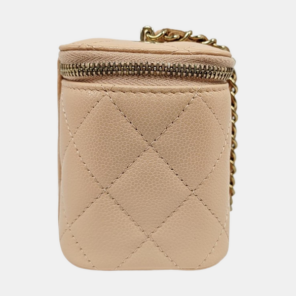 VANITY CASE Mini Grained Calfskin Beige