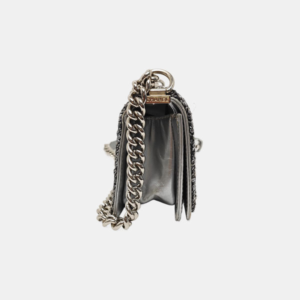 BOY CHANEL Small Chevron Calfskin Gray