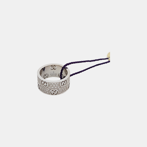 Icon 18k White Gold Silver Ring EU 49