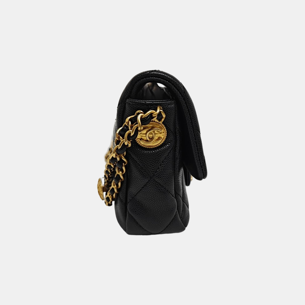 CLASSIC FLAP Mini Quilted Grained Calfskin Black
