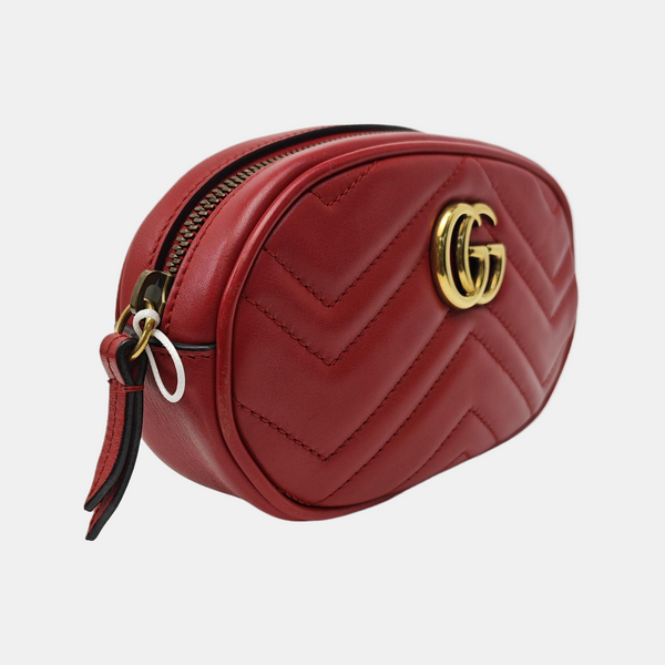 GG Marmont Super Mini Quilted Calfskin Red