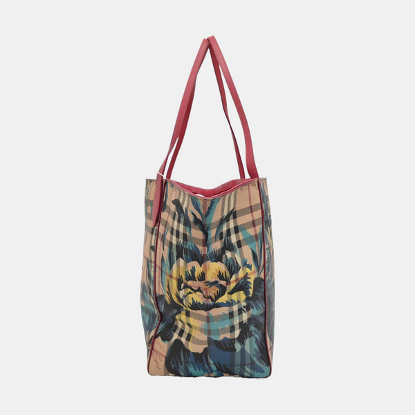 Coated Canvas Tote Bag Brown