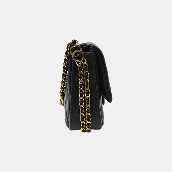 CLASSIC FLAP Mini Quilted Grained Calfskin Black