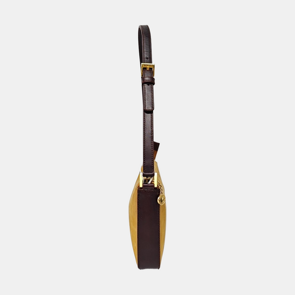 Fabric Top Handle Bag Brown