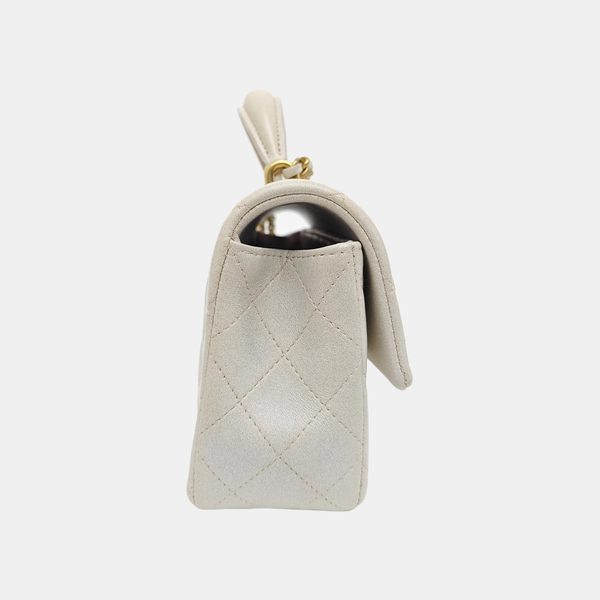 Quilted Lambskin Shoulder Bag White