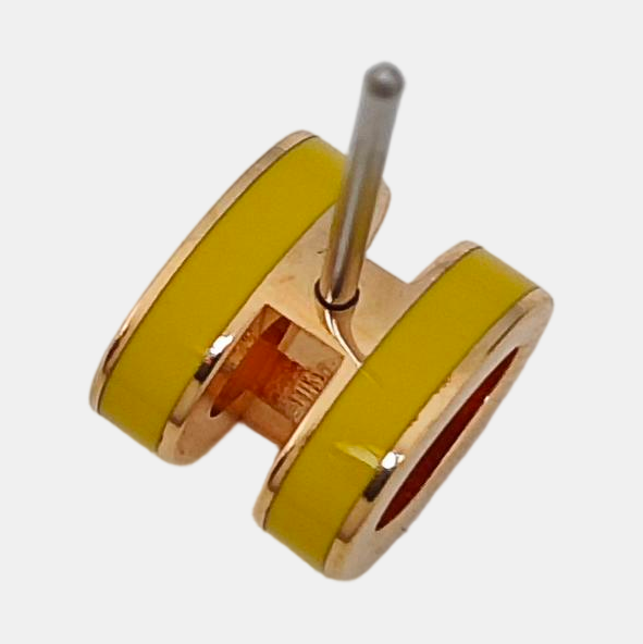 Pop H Metal Gold Stud Earrings
