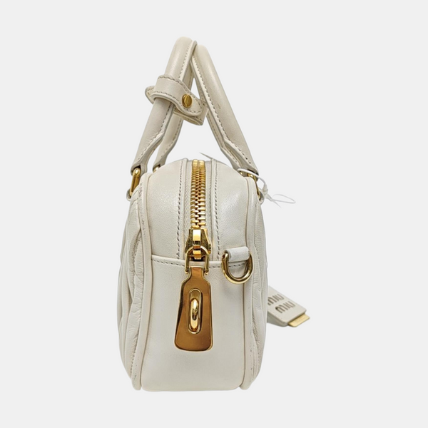 Arcadie Matelassé Mini Quilted Lambskin White
