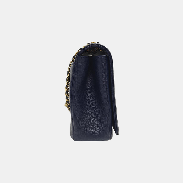 Grained Calfskin Shoulder Bag Blue