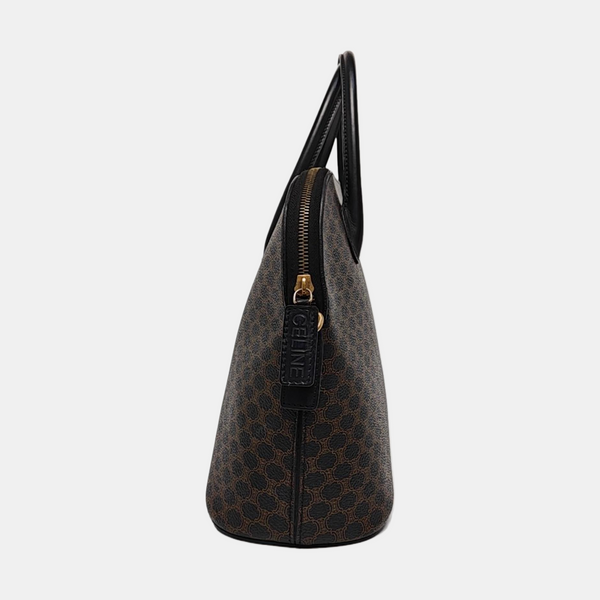Coated Canvas Top Handle Bag Brown
