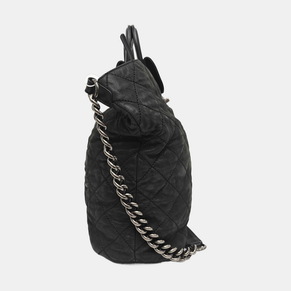 Quilted Calfskin Shoulder Bag Large Black