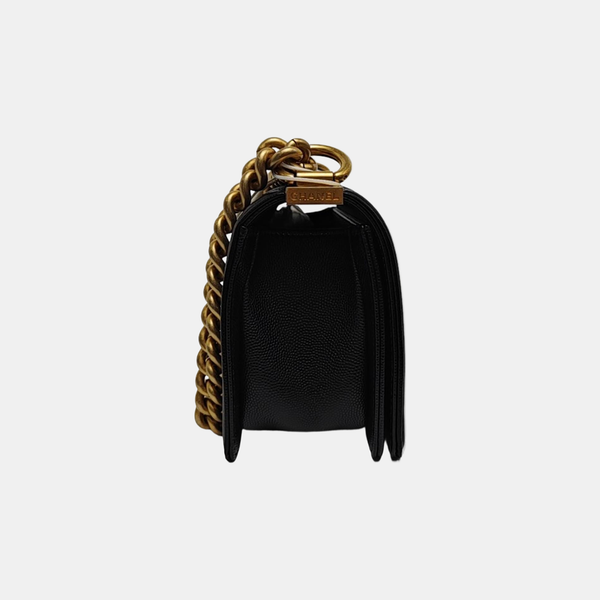 BOY CHANEL Small Quilted Grained Calfskin Black