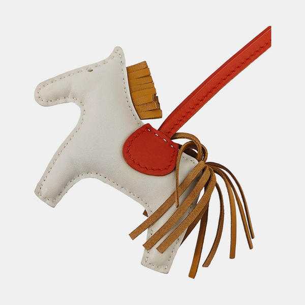 Leather Bag Charm White
