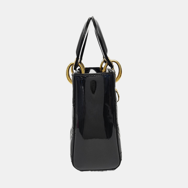Lady Dior Mini Cannage Patent Leather Black