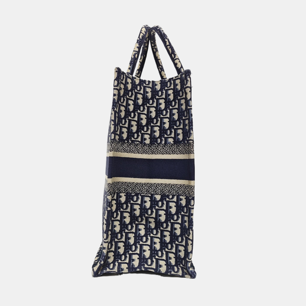 Book Tote Large Oblique Canvas Blue