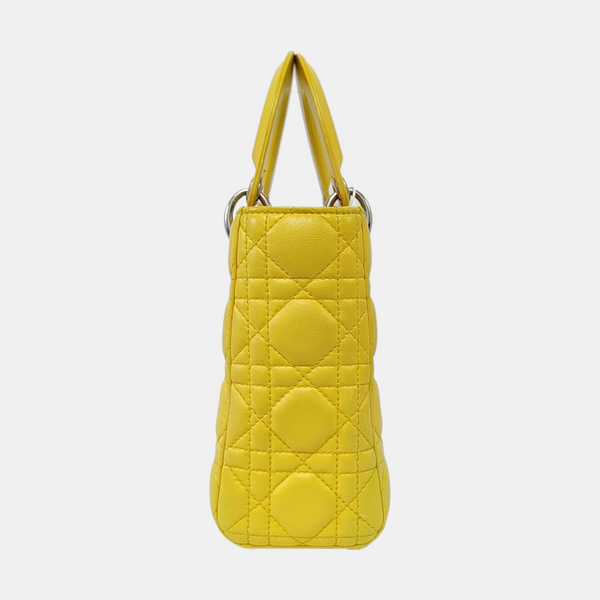 Authenticated pre-owned Lady Dior Small Cannage Lambskin Yellow - Tote Bag at Looply