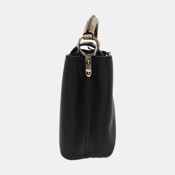 Authenticated pre-owned CAPUCINES Calfskin Black - Top Handle Bag at Looply