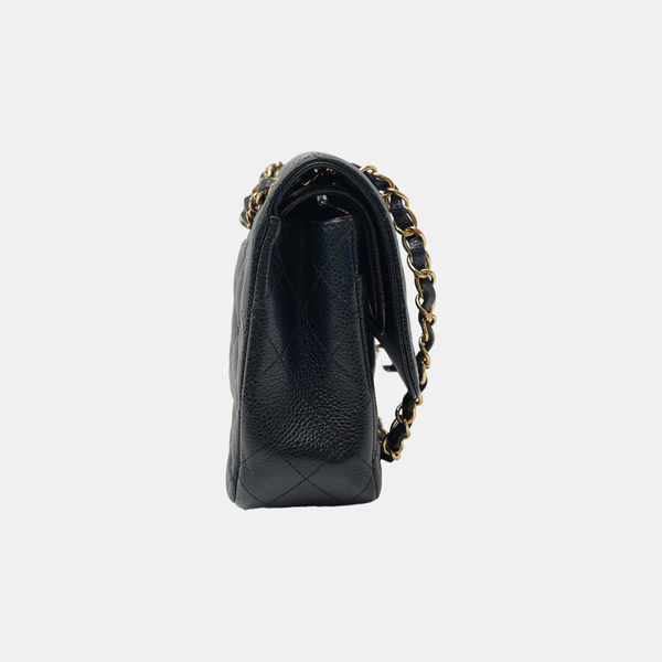 CLASSIC FLAP Medium Quilted Grained Calfskin Black