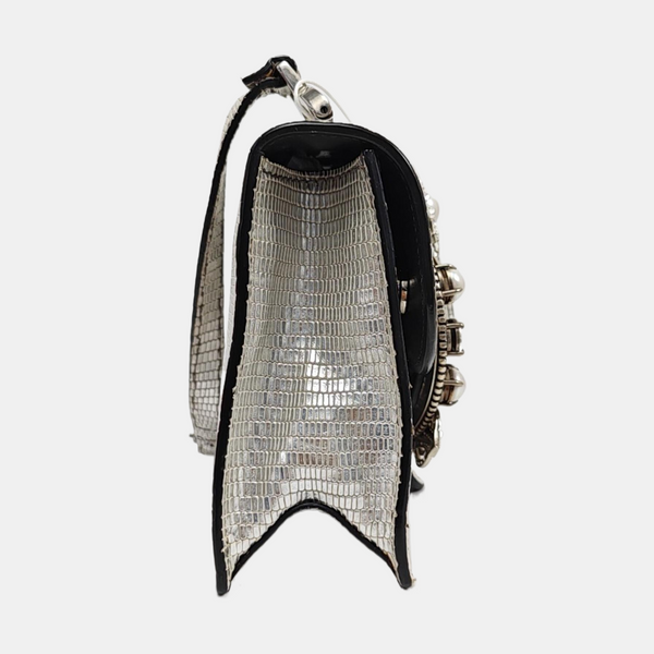 Miu Lady Calfskin Silver