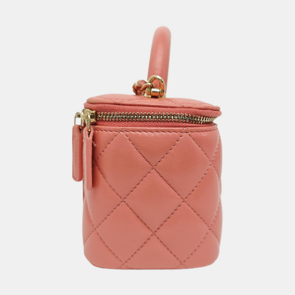 VANITY CASE Small Quilted Lambskin Pink