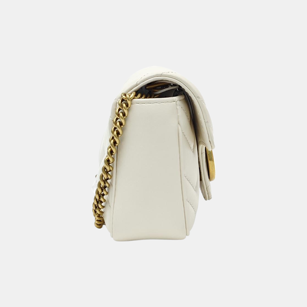 GG Marmont Mini Quilted Calfskin White