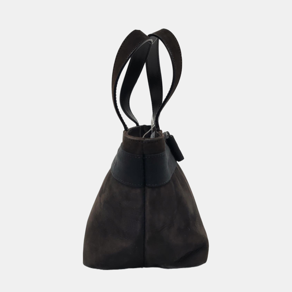 Suede Top Handle Bag Black