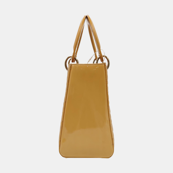 Lady Dior Medium Cannage Patent Leather Yellow
