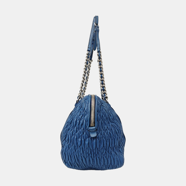 Quilted Lambskin Shoulder Bag Blue