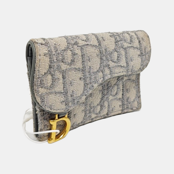 Saddle Mini Oblique Fabric Gray Wallet