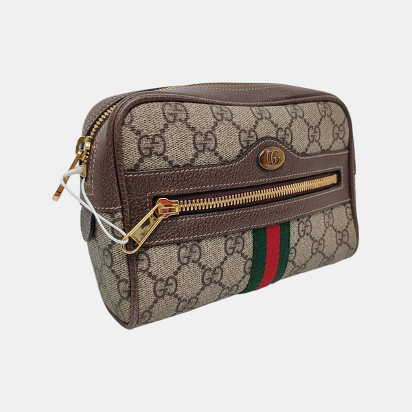 Ophidia Small Monogram Coated Canvas Beige