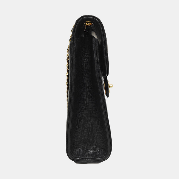 Grained Calfskin Shoulder Bag Black