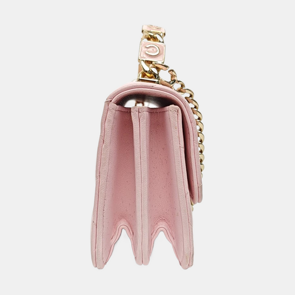 TWO TONE CHAIN HANDLE Quilted Lambskin Pink