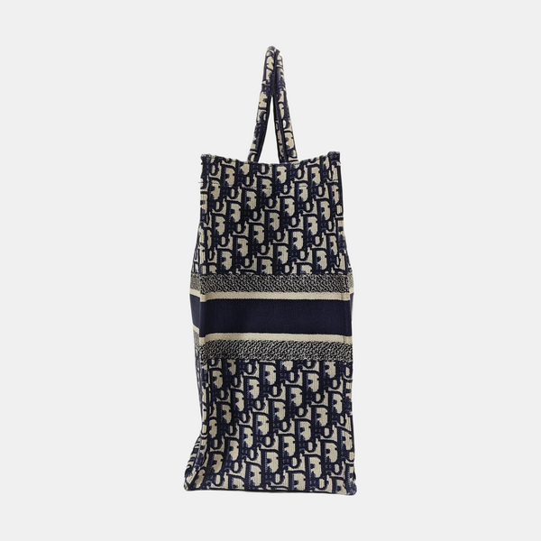 Book Tote Large Oblique Canvas Blue
