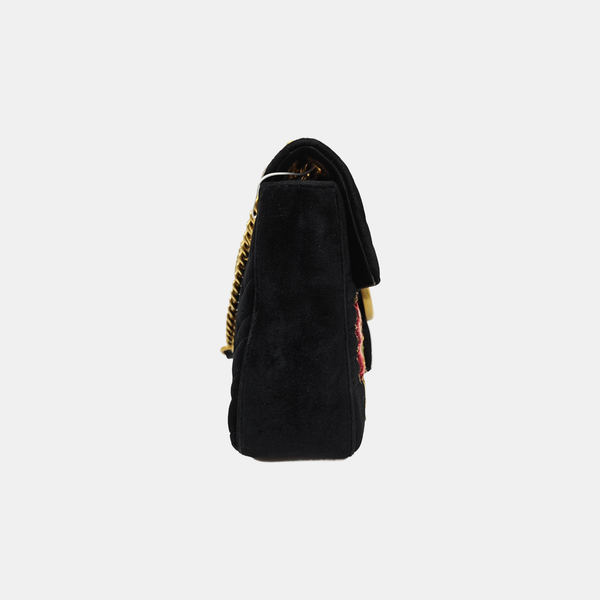 GG Marmont Large Quilted Velvet Black