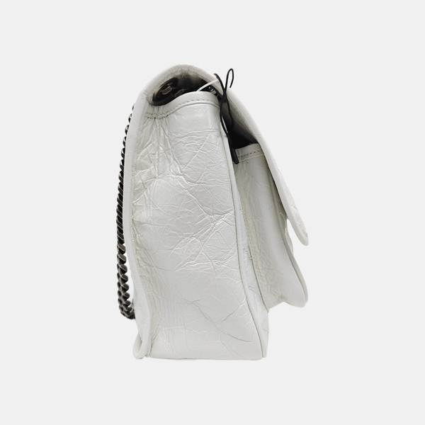 NIKI Medium Chevron Calfskin White