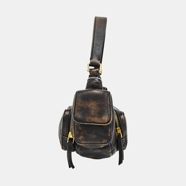 Lambskin Top Handle Bag Brown