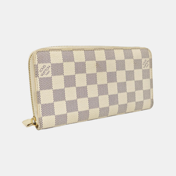 ZIPPY Damier Azur Coated Canvas White Wallet