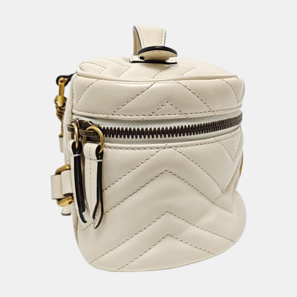 GG Marmont Mini Quilted Calfskin White