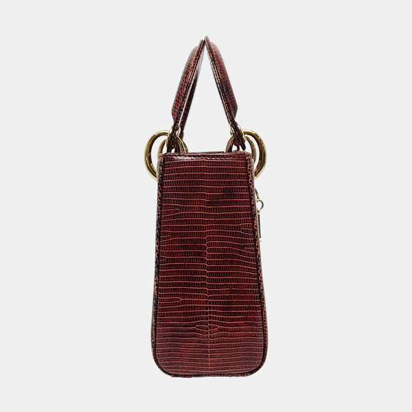 Lady Dior Mini Lizard Red