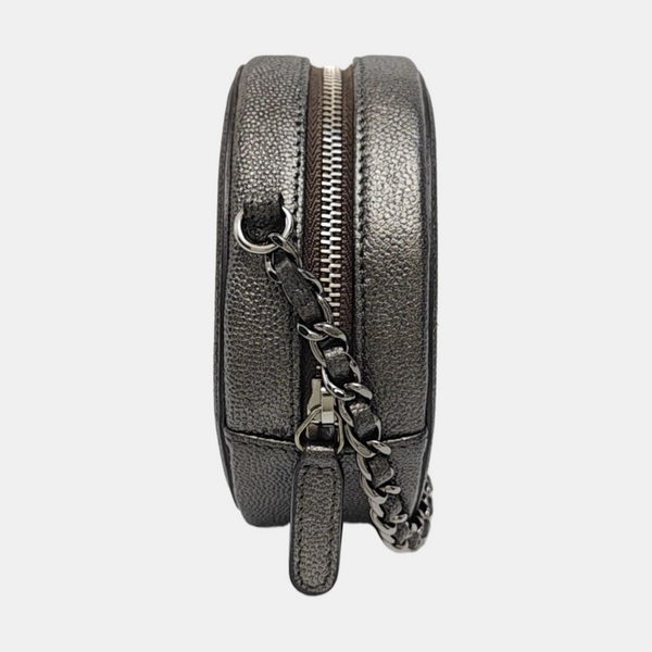 Quilted Grained Calfskin Shoulder Bag Gray