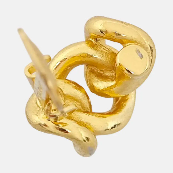 Twist Round Metal Gold Clip On Earrings