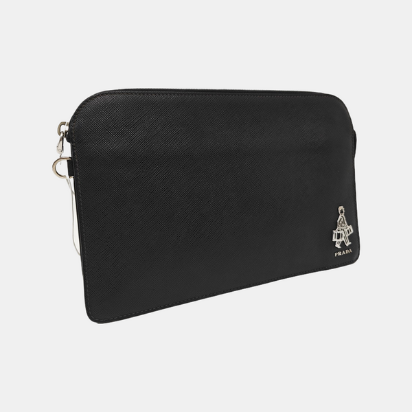Saffiano Calfskin Clutch Black