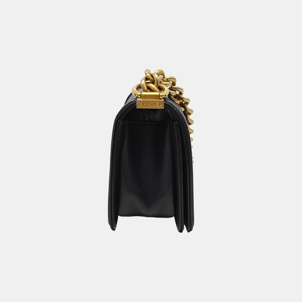 BOY CHANEL Small Quilted Grained Calfskin Black